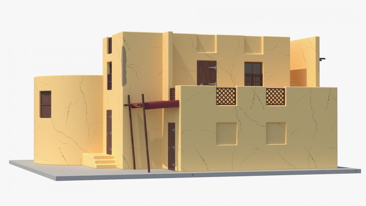 Cartoon Arab House with Cylindrical Extension 2 3D