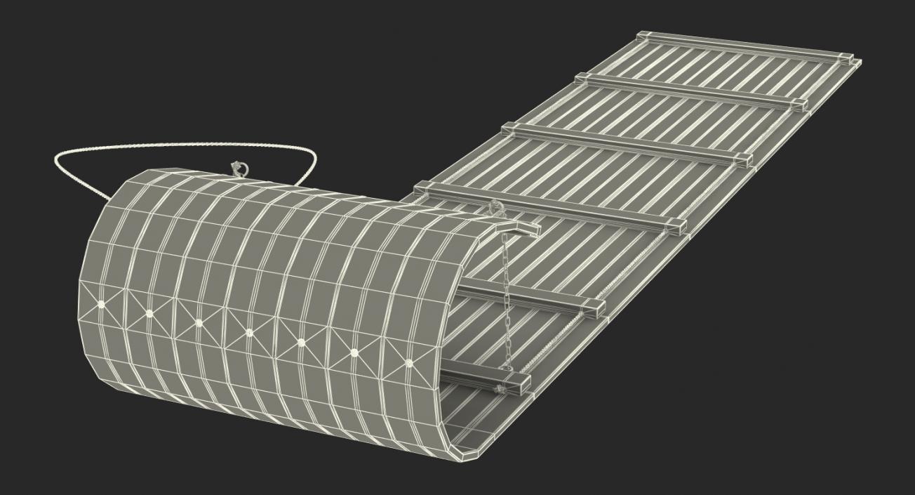 3D model Wooden Sled Toboggan