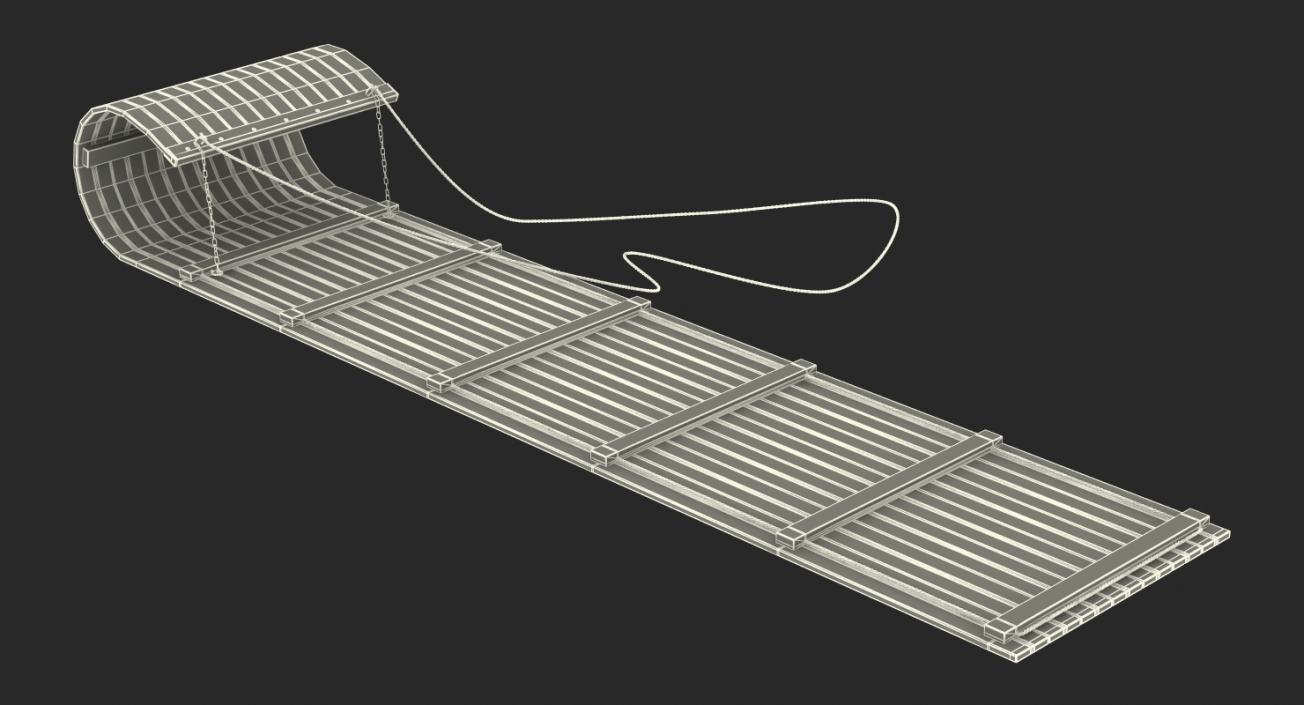 3D model Wooden Sled Toboggan