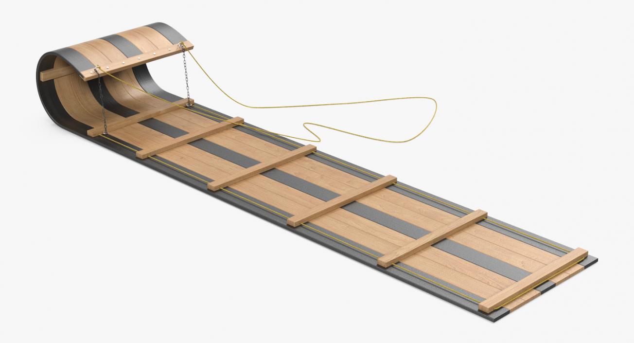 3D model Wooden Sled Toboggan