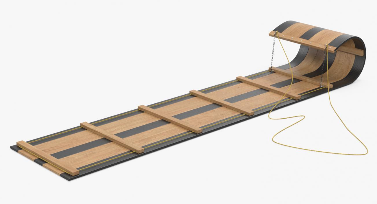 3D model Wooden Sled Toboggan