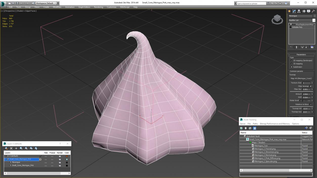 Small Cone Meringue Pink 3D model