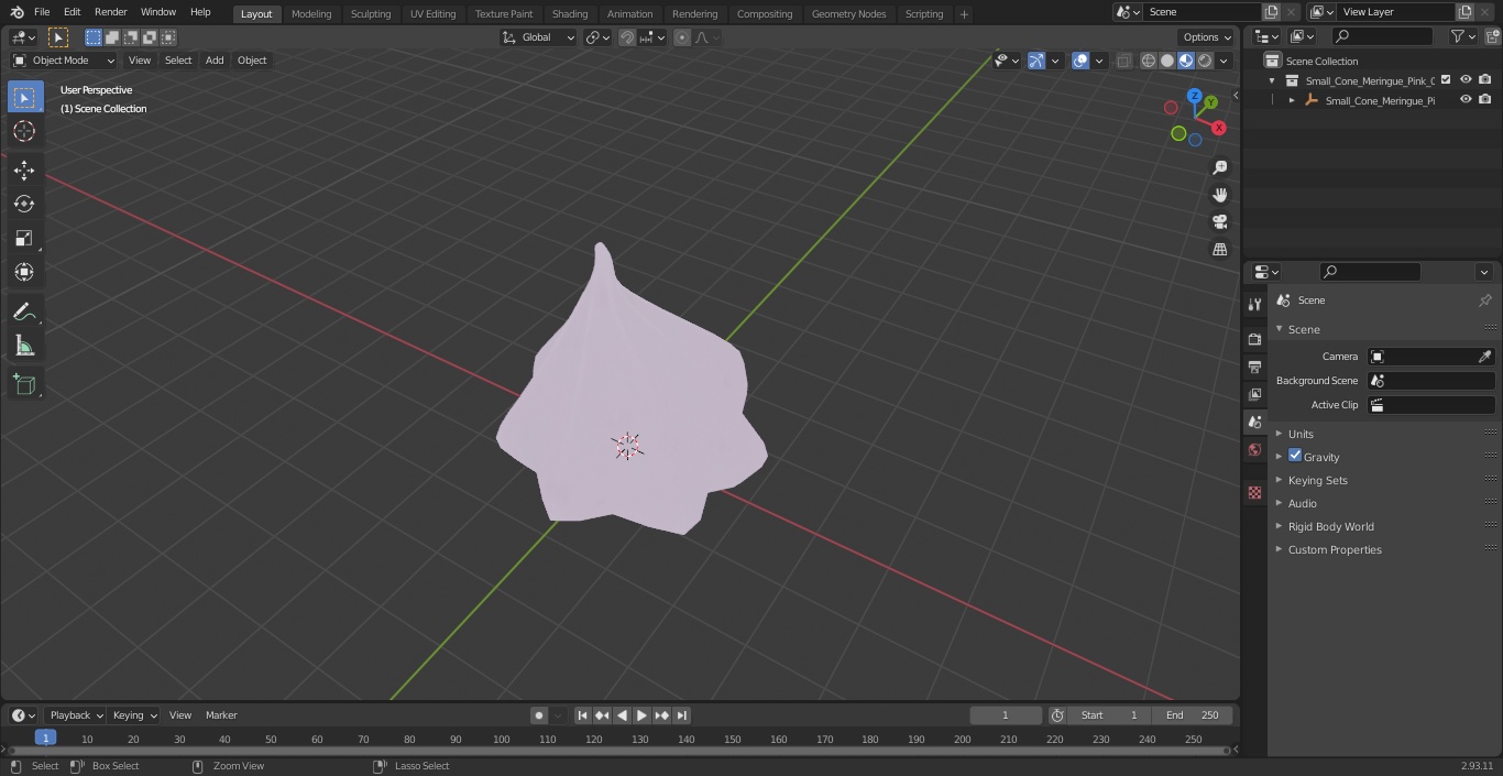 Small Cone Meringue Pink 3D model