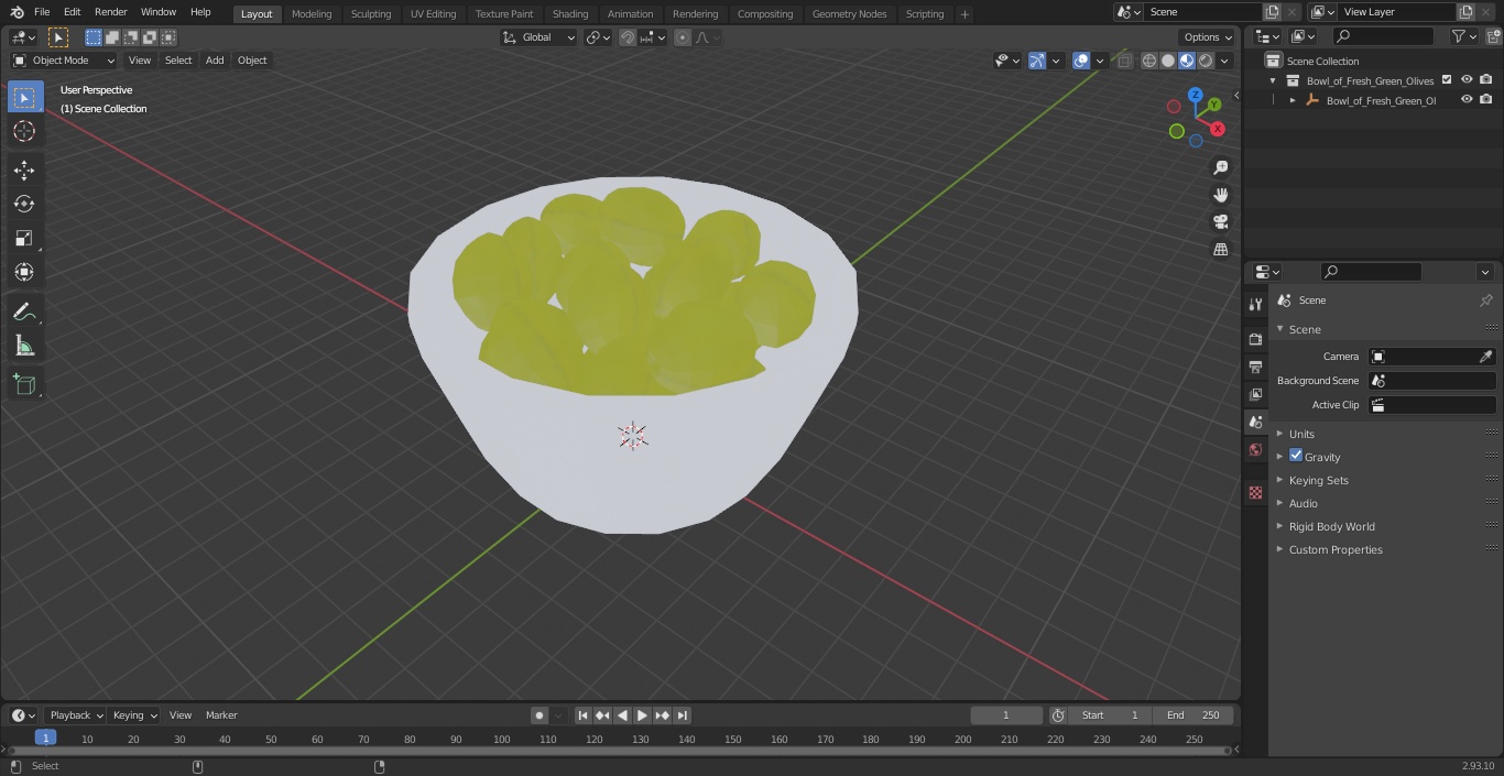 Bowl of Fresh Green Olives(1) 3D model