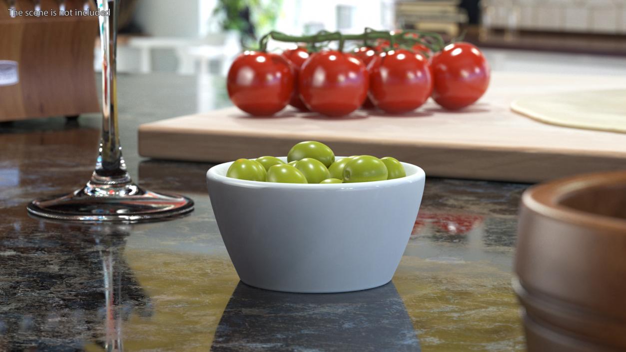 Bowl of Fresh Green Olives(1) 3D model