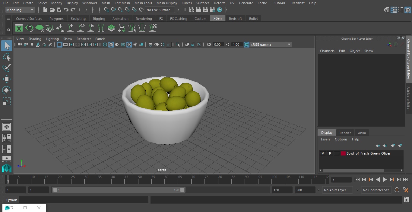 Bowl of Fresh Green Olives(1) 3D model