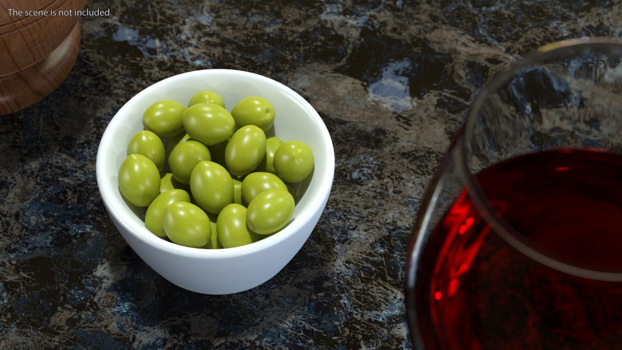 Bowl of Fresh Green Olives(1) 3D model