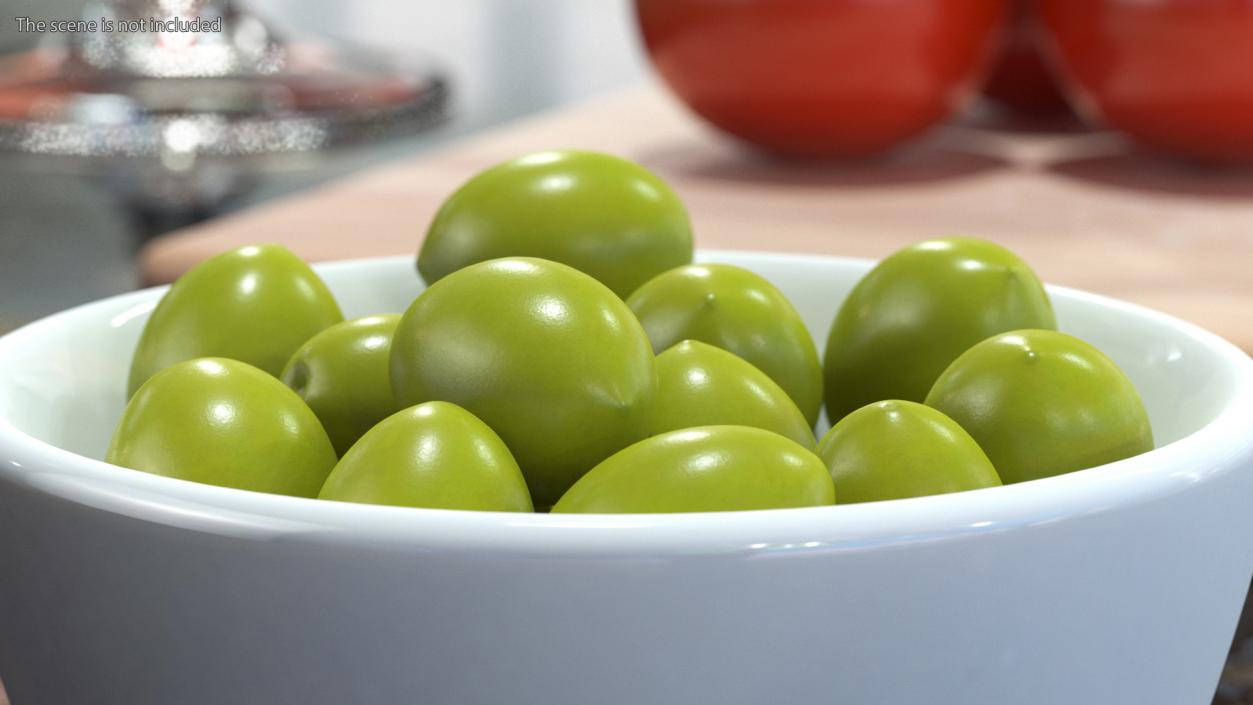 Bowl of Fresh Green Olives(1) 3D model