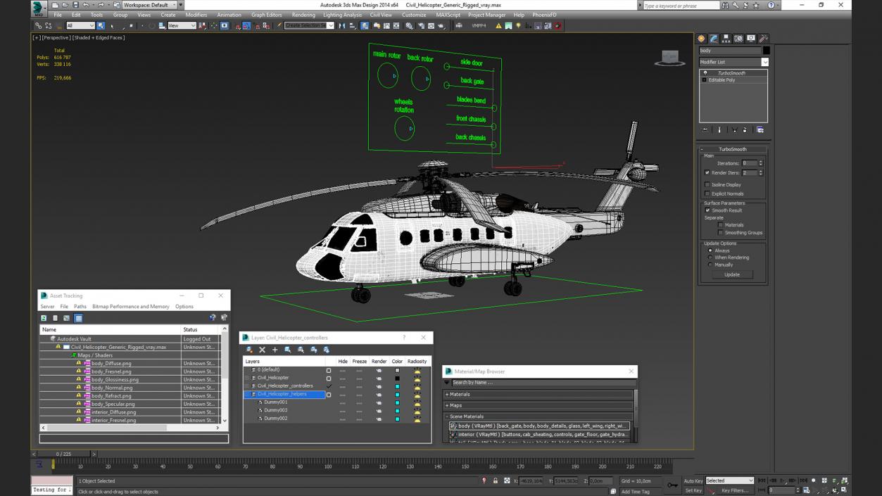 3D Civil Helicopter Generic Rigged