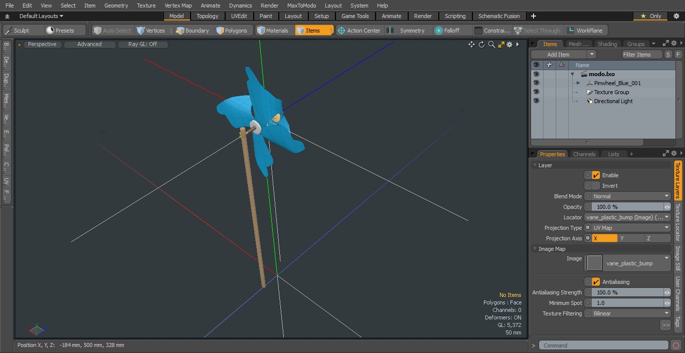 3D Pinwheel Blue model