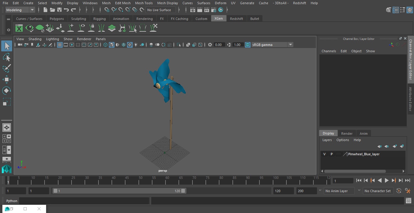 3D Pinwheel Blue model