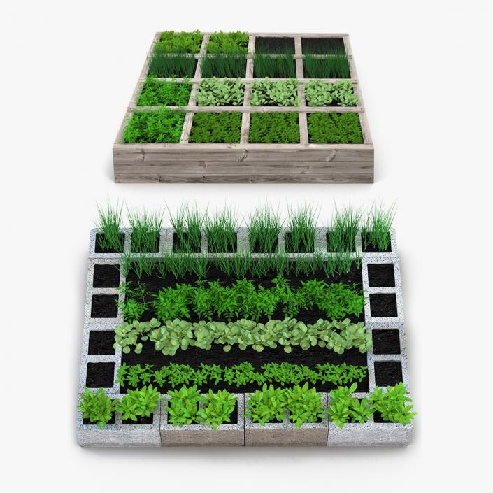 3D Vegetable Gardens Collection model