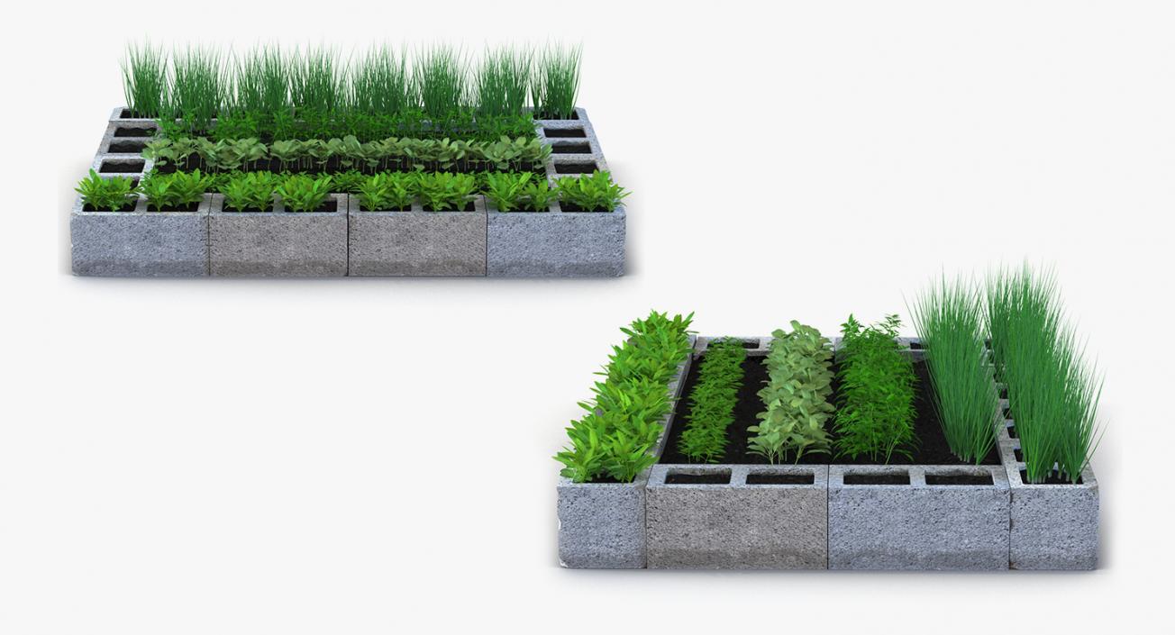 3D Vegetable Gardens Collection model