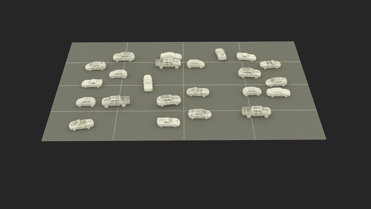 3D Filled Street Parking 54 Lots Old model