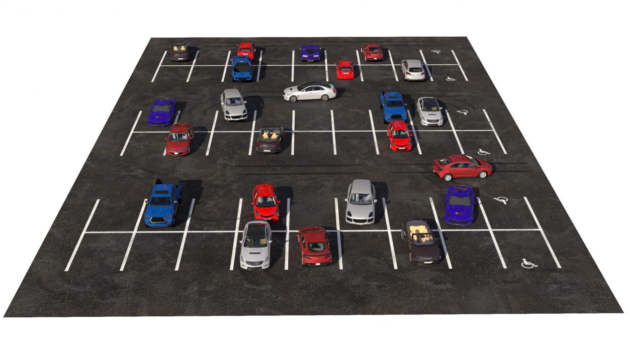 3D Filled Street Parking 54 Lots Old model