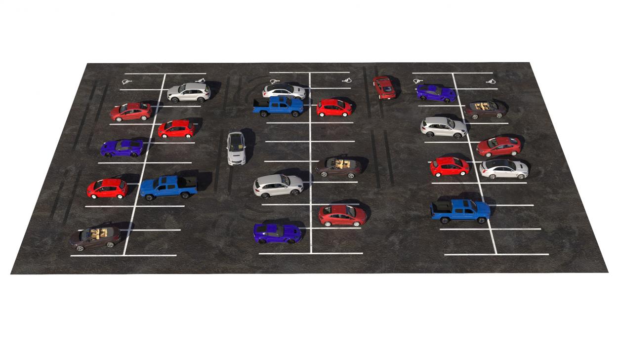 3D Filled Street Parking 54 Lots Old model