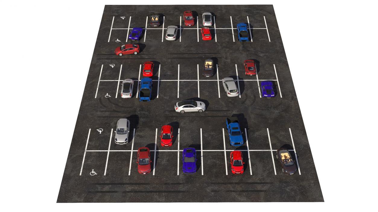 3D Filled Street Parking 54 Lots Old model