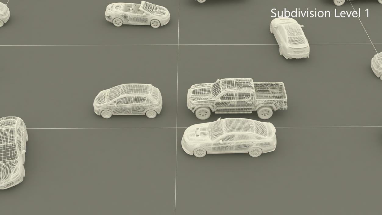 3D Filled Street Parking 54 Lots Old model