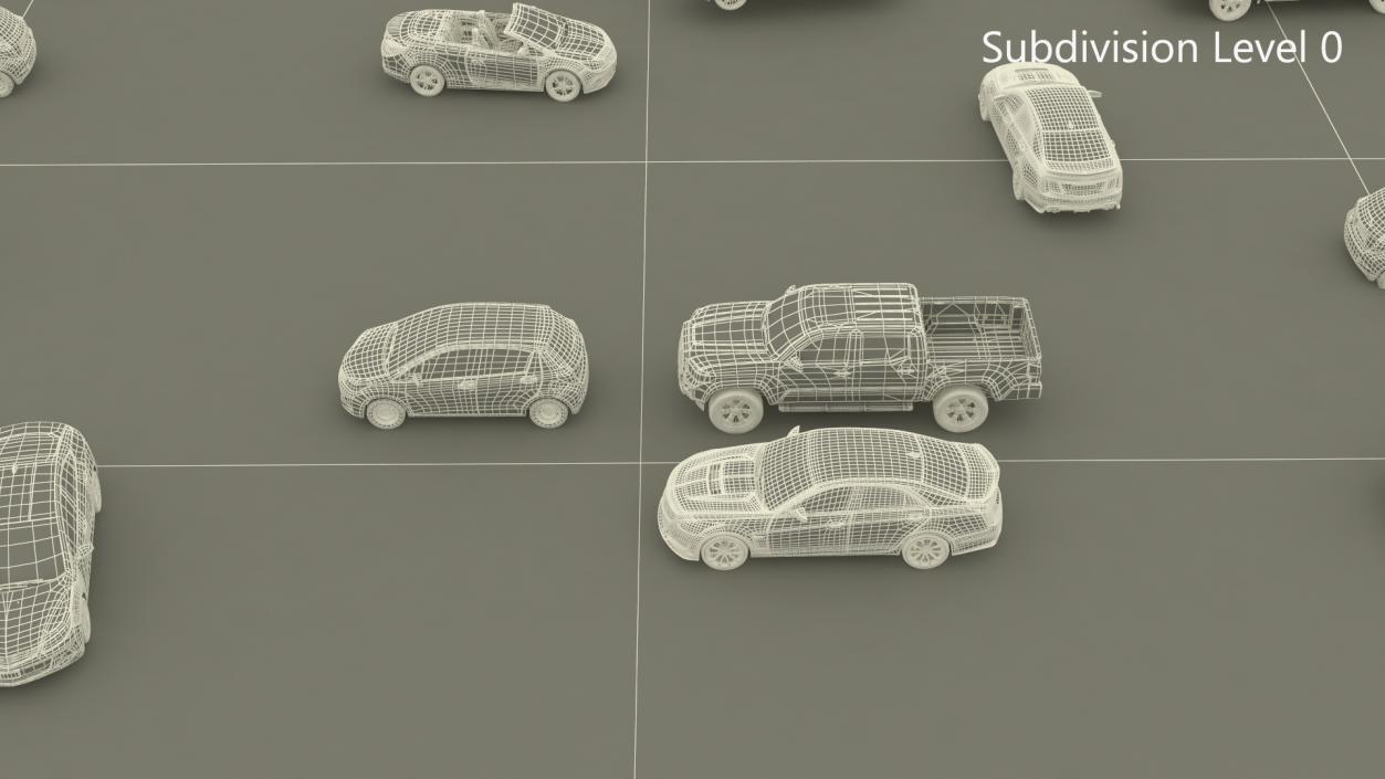 3D Filled Street Parking 54 Lots Old model