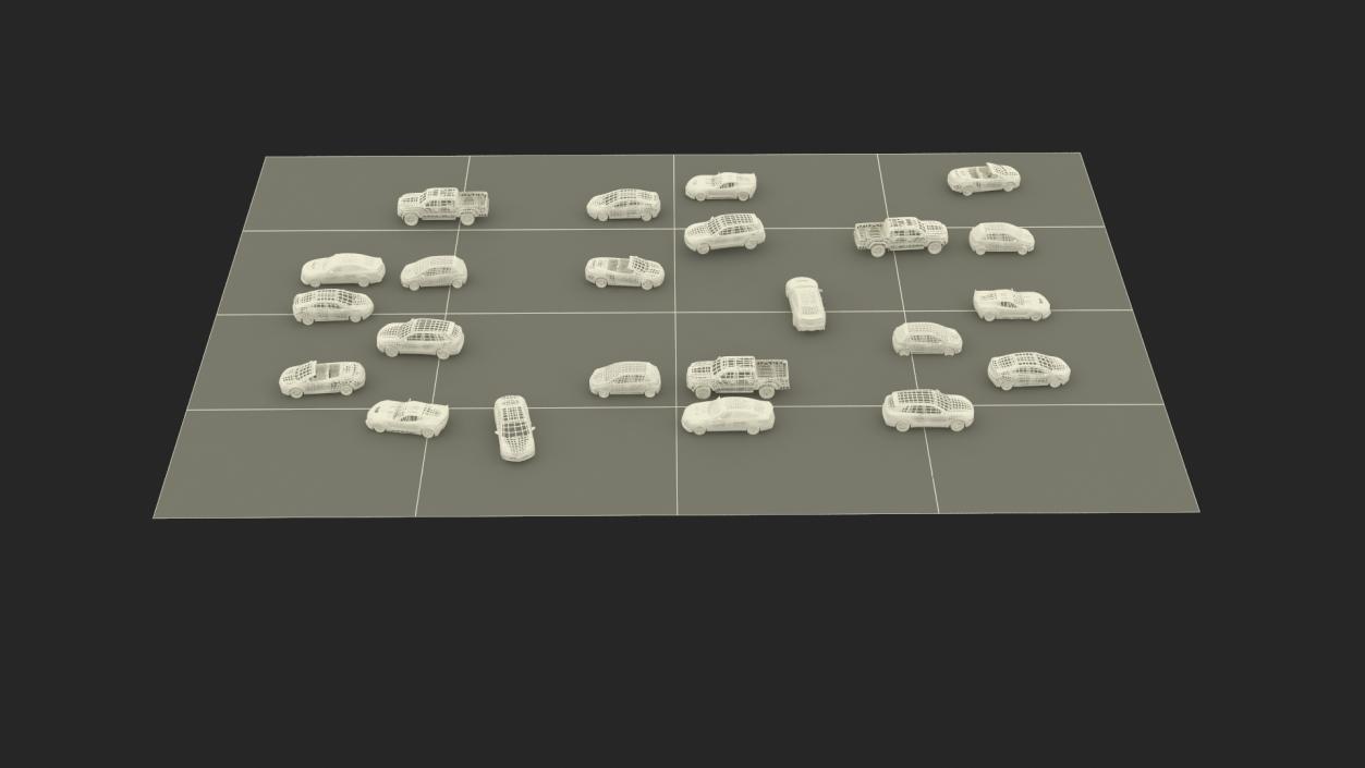 3D Filled Street Parking 54 Lots Old model