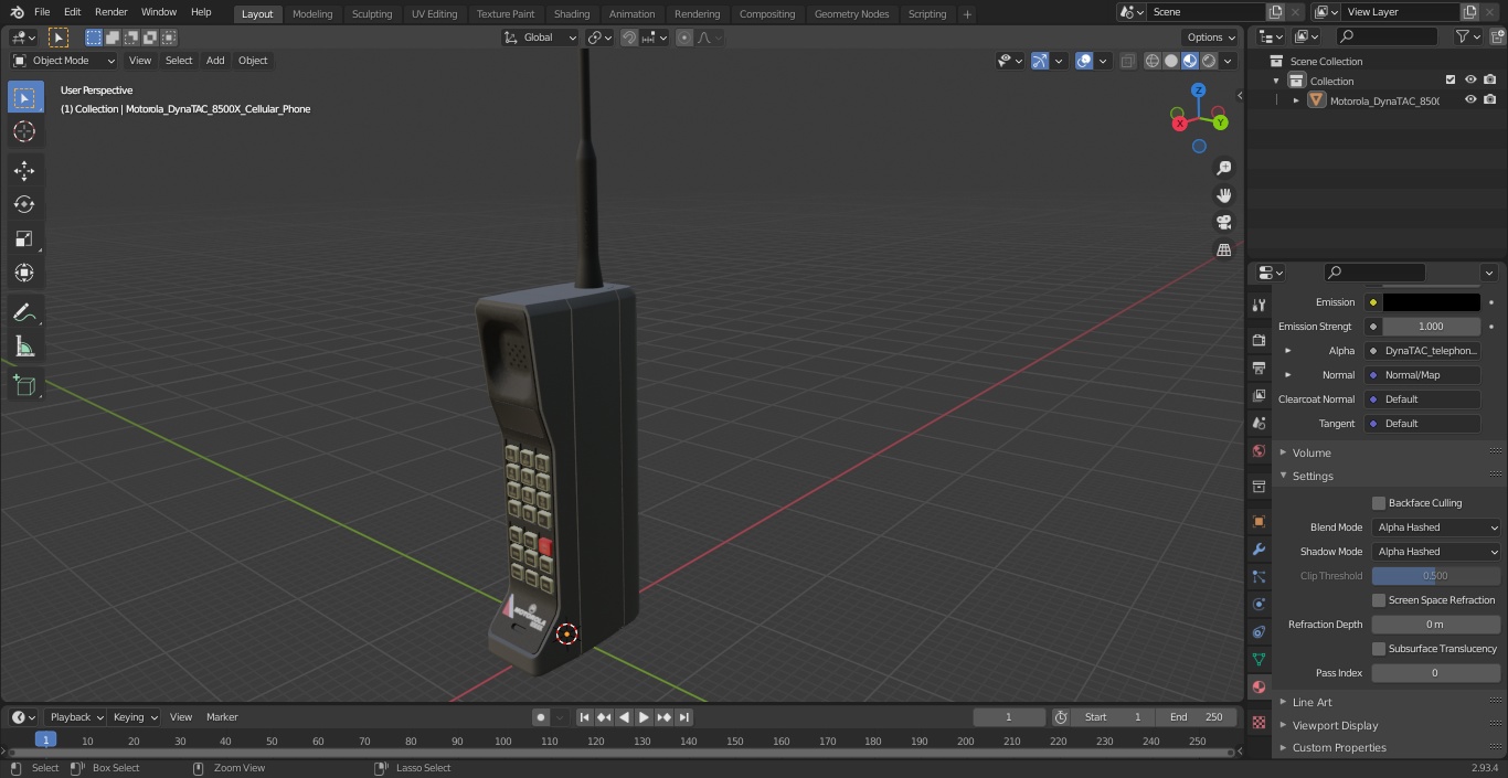 Motorola DynaTAC 8500X Cellular Phone 3D