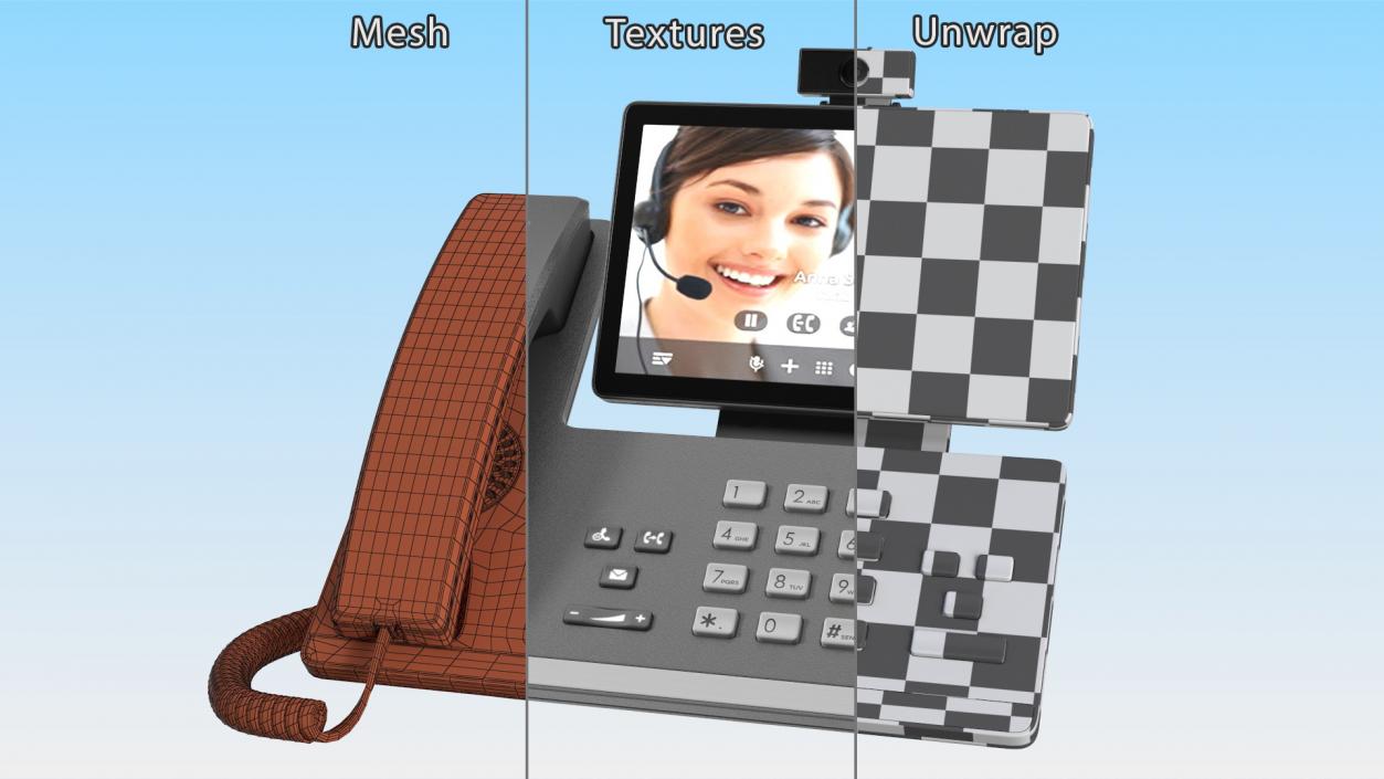 Smart Video IP Phone Matrix Grey Lights On 3D