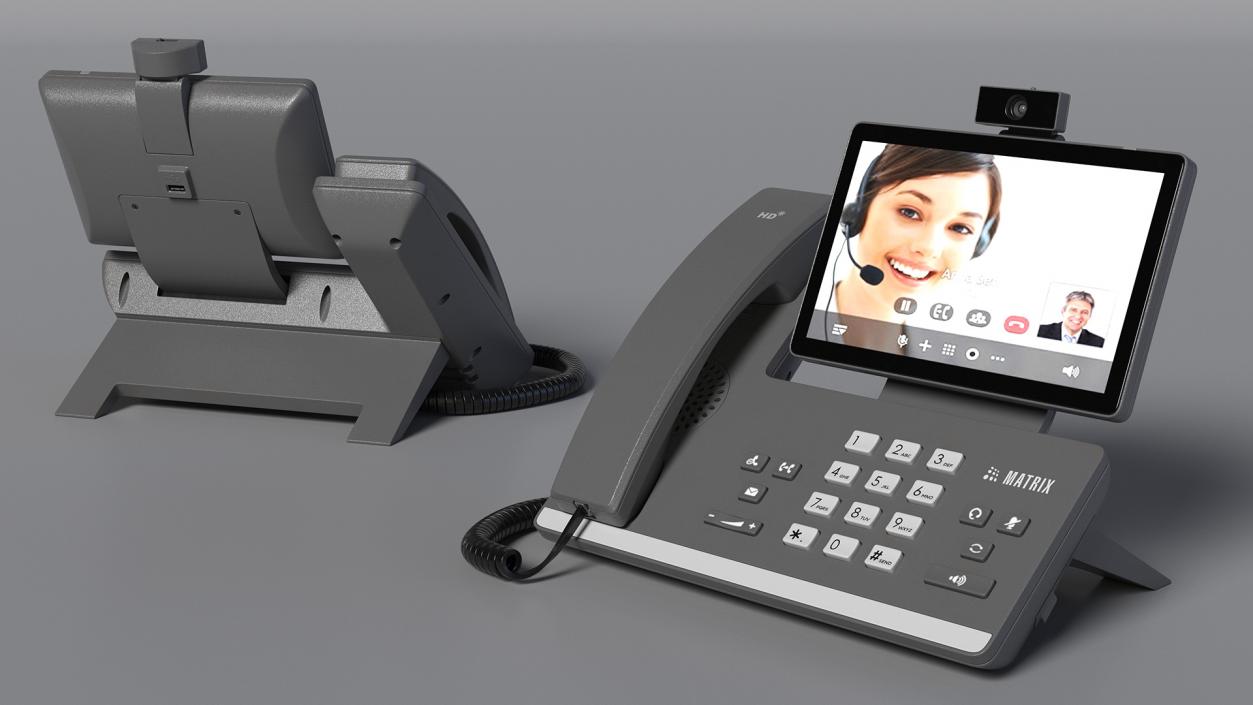 Smart Video IP Phone Matrix Grey Lights On 3D