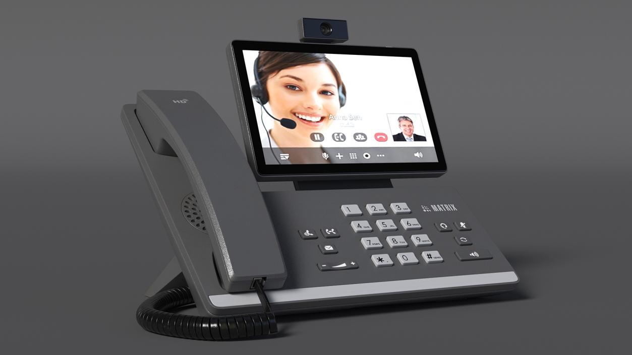 Smart Video IP Phone Matrix Grey Lights On 3D