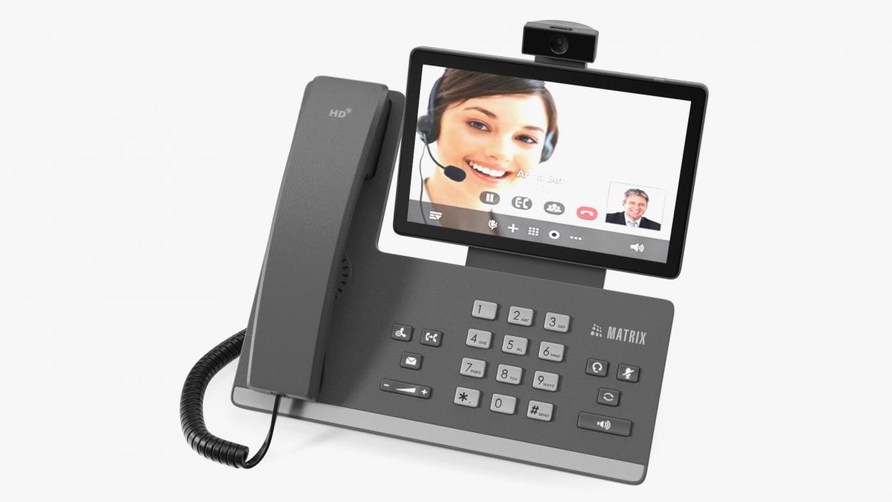 Smart Video IP Phone Matrix Grey Lights On 3D