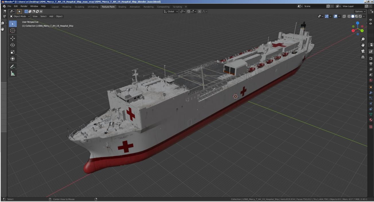 USNS Mercy T AH 19 Hospital Ship 3D