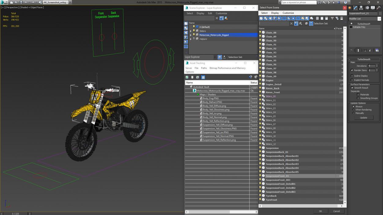 Motocross Motorcycle Rigged 2 3D model