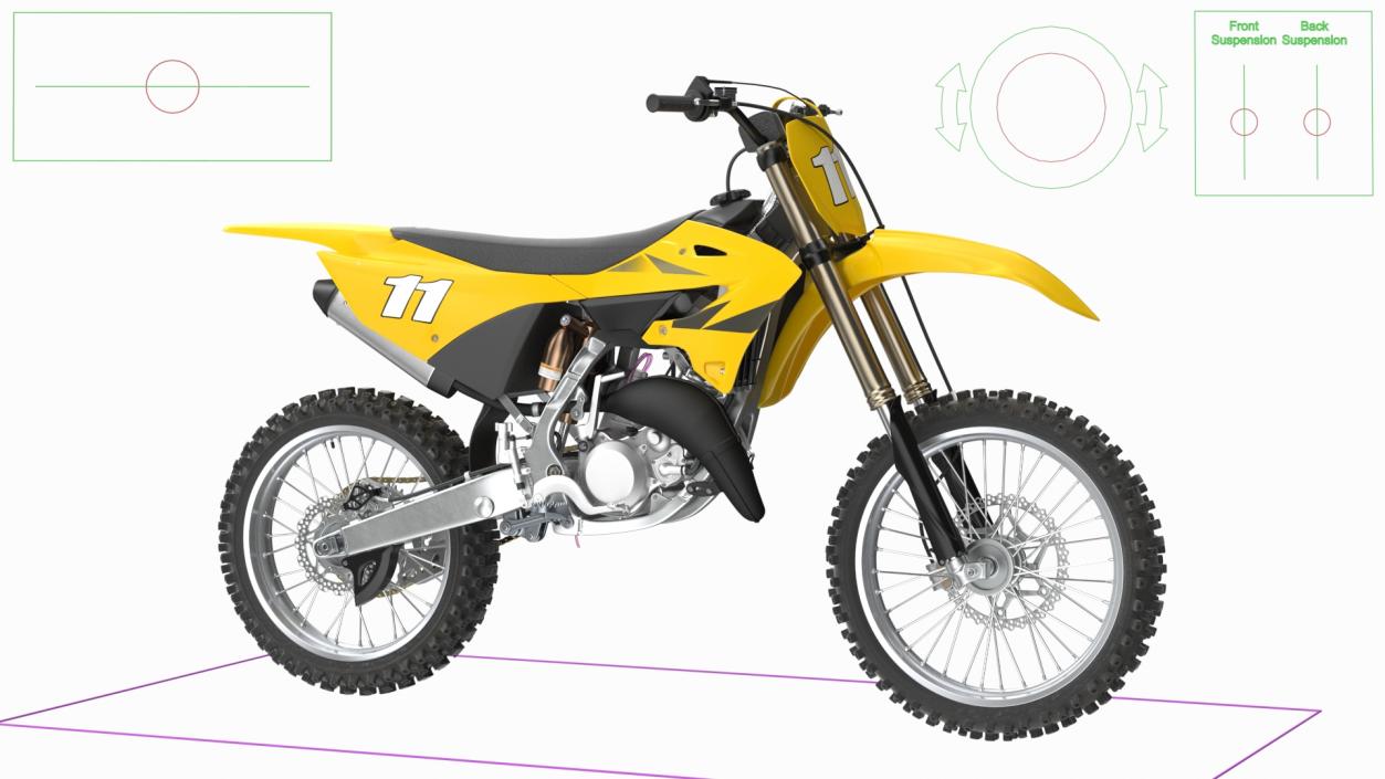 Motocross Motorcycle Rigged 2 3D model