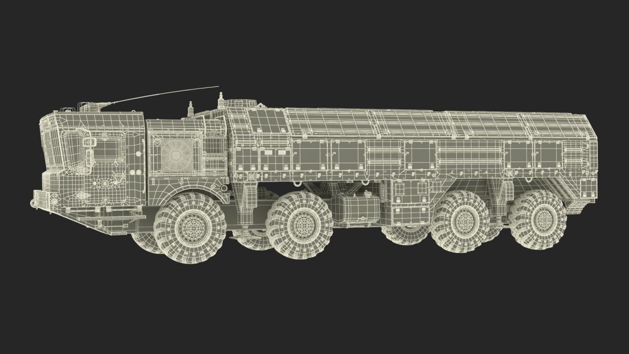 3D model Tactical Missile System Iskander SS-26 Stone Rigged for Cinema 4D