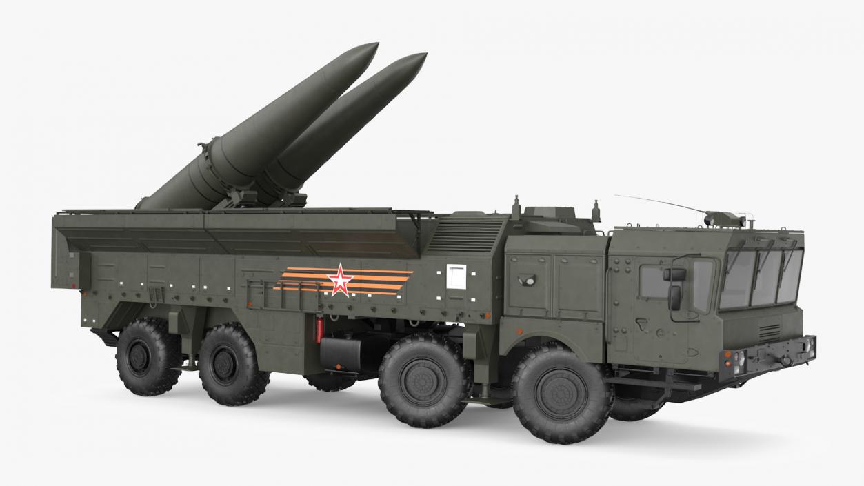 3D model Tactical Missile System Iskander SS-26 Stone Rigged for Cinema 4D