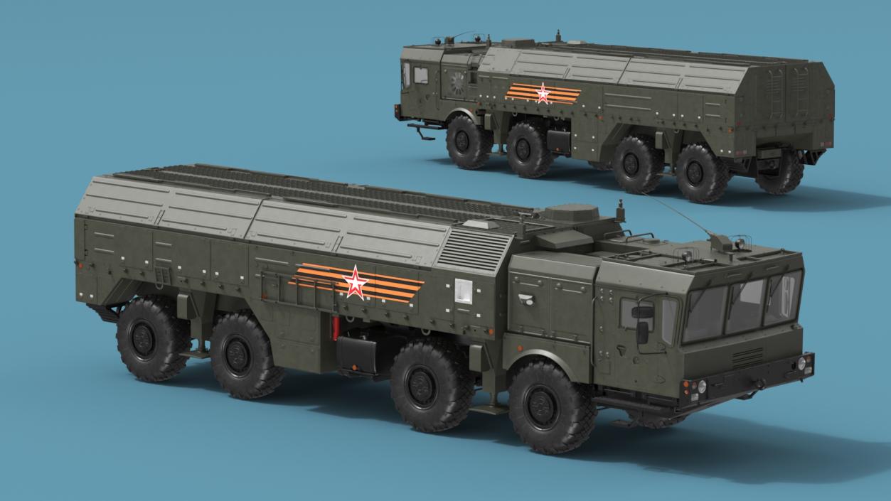 3D model Tactical Missile System Iskander SS-26 Stone Rigged for Cinema 4D