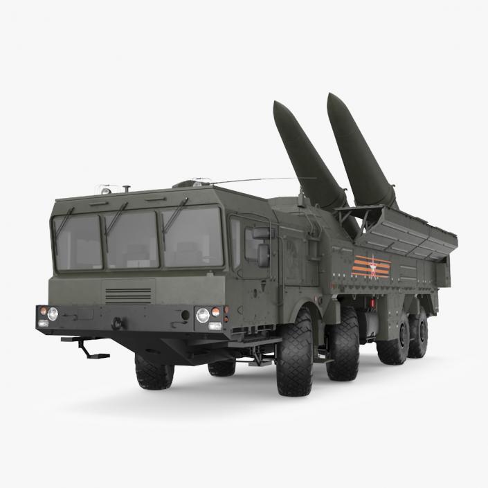 3D model Tactical Missile System Iskander SS-26 Stone Rigged for Cinema 4D