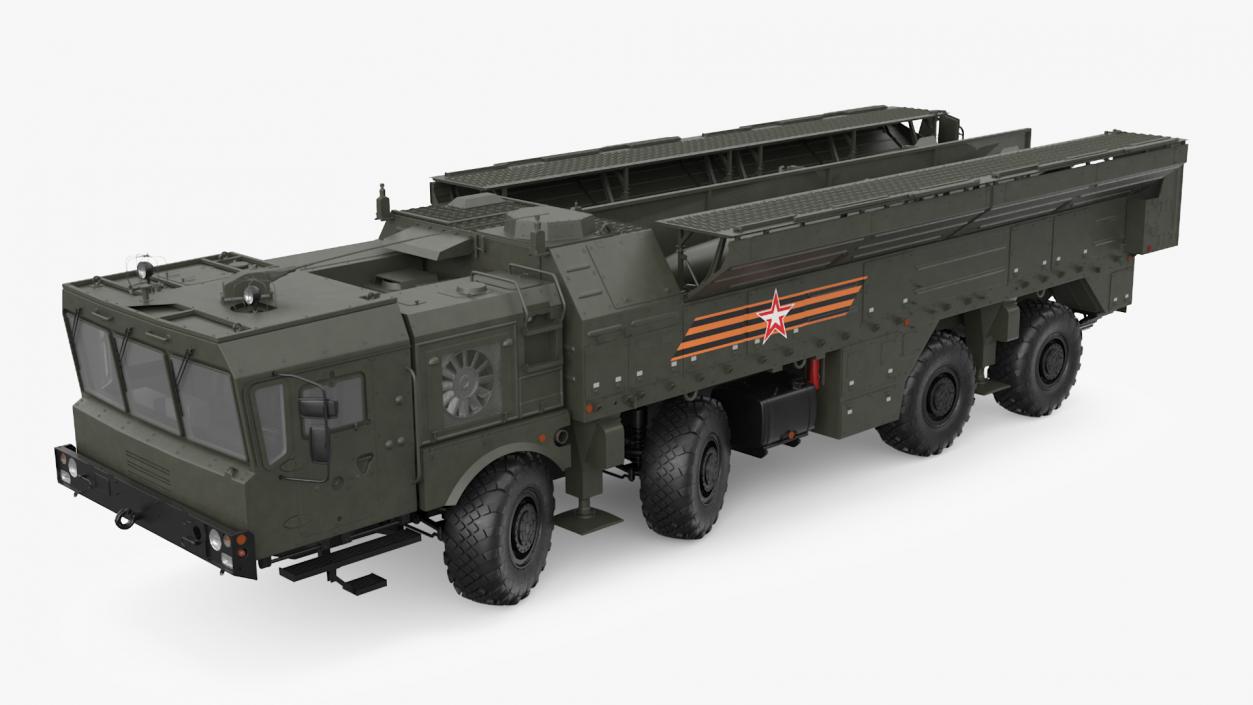 3D model Tactical Missile System Iskander SS-26 Stone Rigged for Cinema 4D