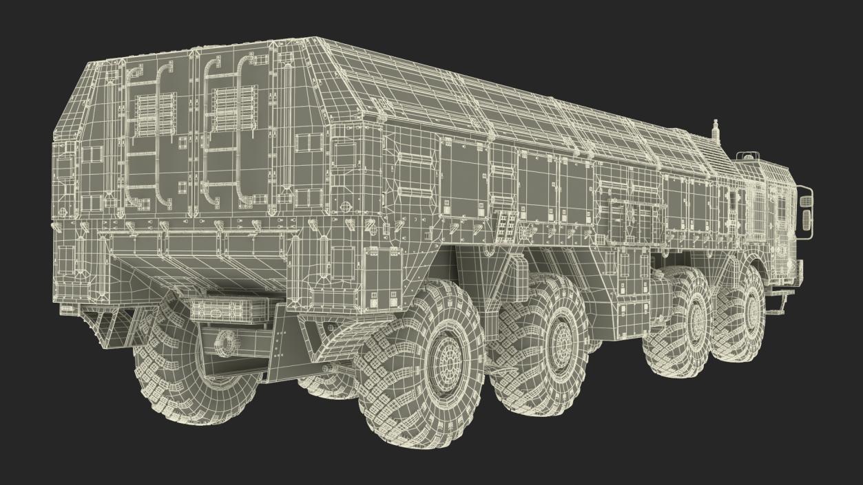 3D model Tactical Missile System Iskander SS-26 Stone Rigged for Cinema 4D