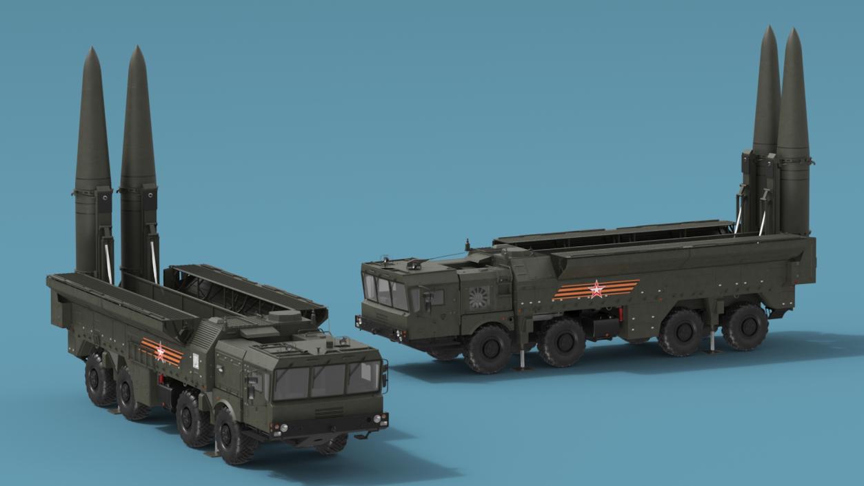 3D model Tactical Missile System Iskander SS-26 Stone Rigged for Cinema 4D