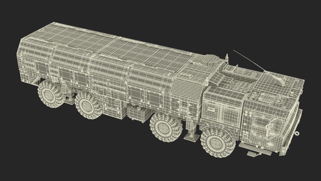 3D model Tactical Missile System Iskander SS-26 Stone Rigged for Cinema 4D