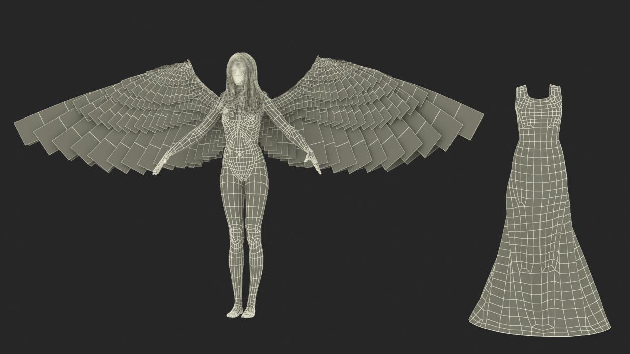 3D Blonde Female Angel T-pose