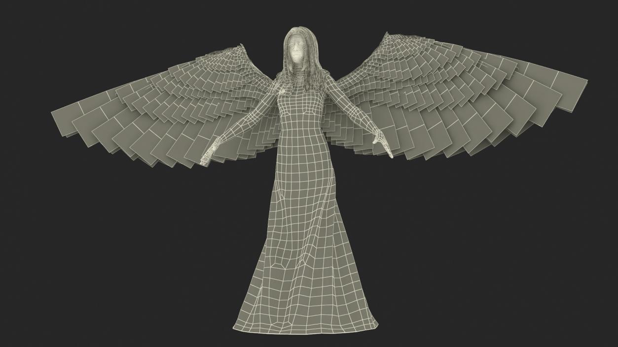 3D Blonde Female Angel T-pose