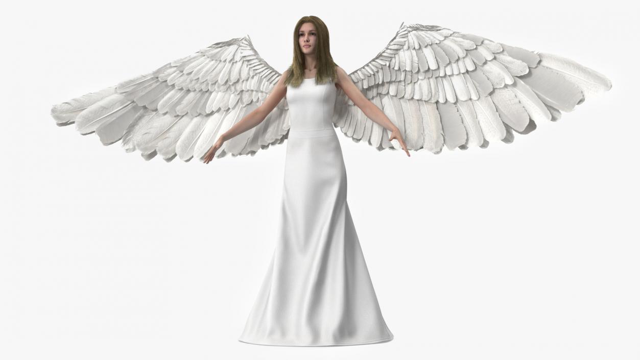 3D Blonde Female Angel T-pose