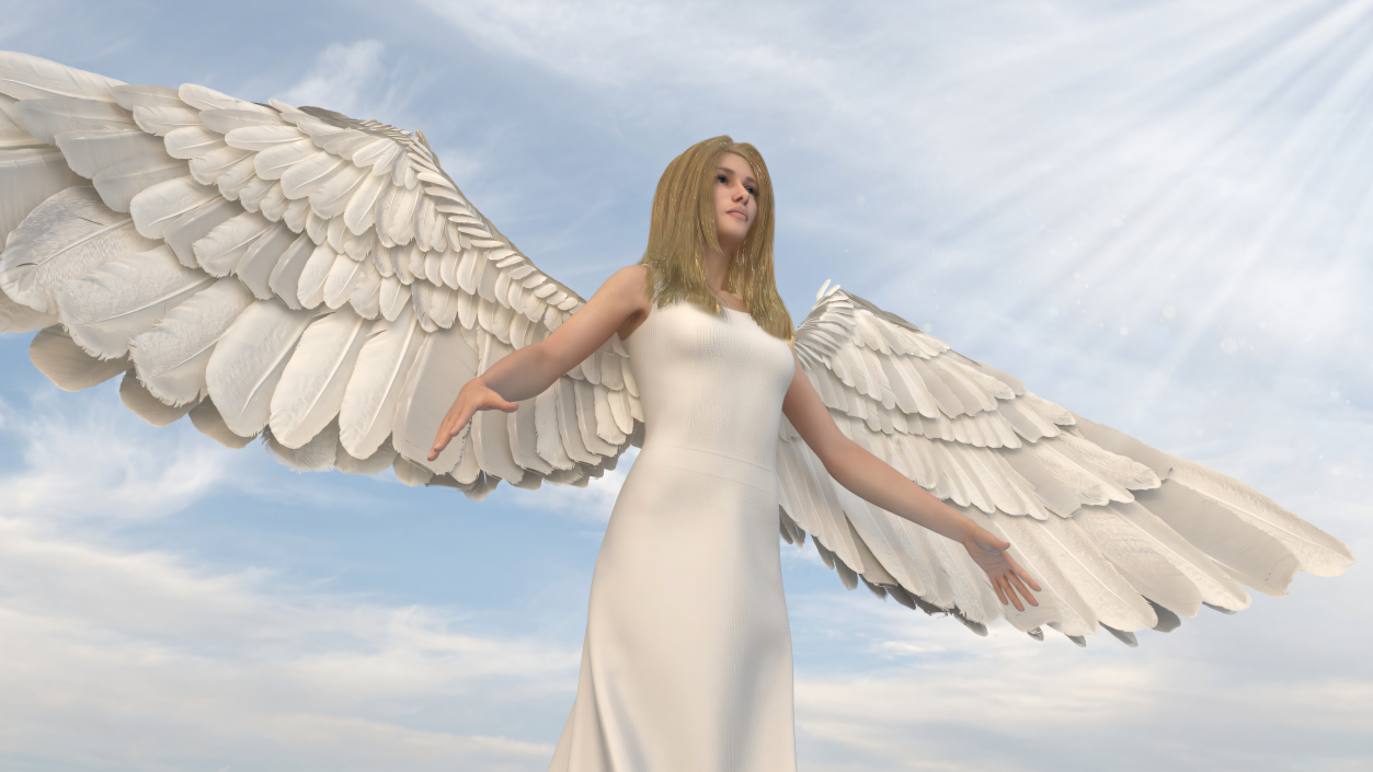 3D Blonde Female Angel T-pose