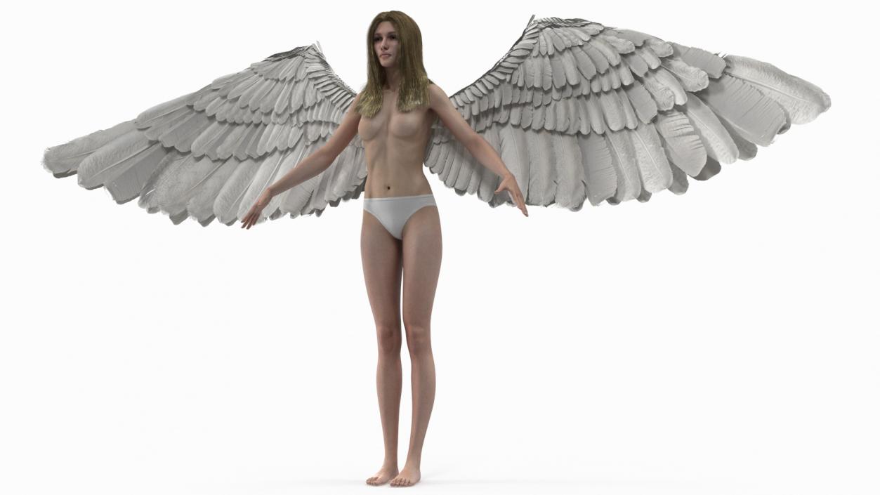 3D Blonde Female Angel T-pose