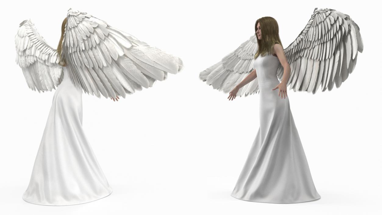 3D Blonde Female Angel T-pose