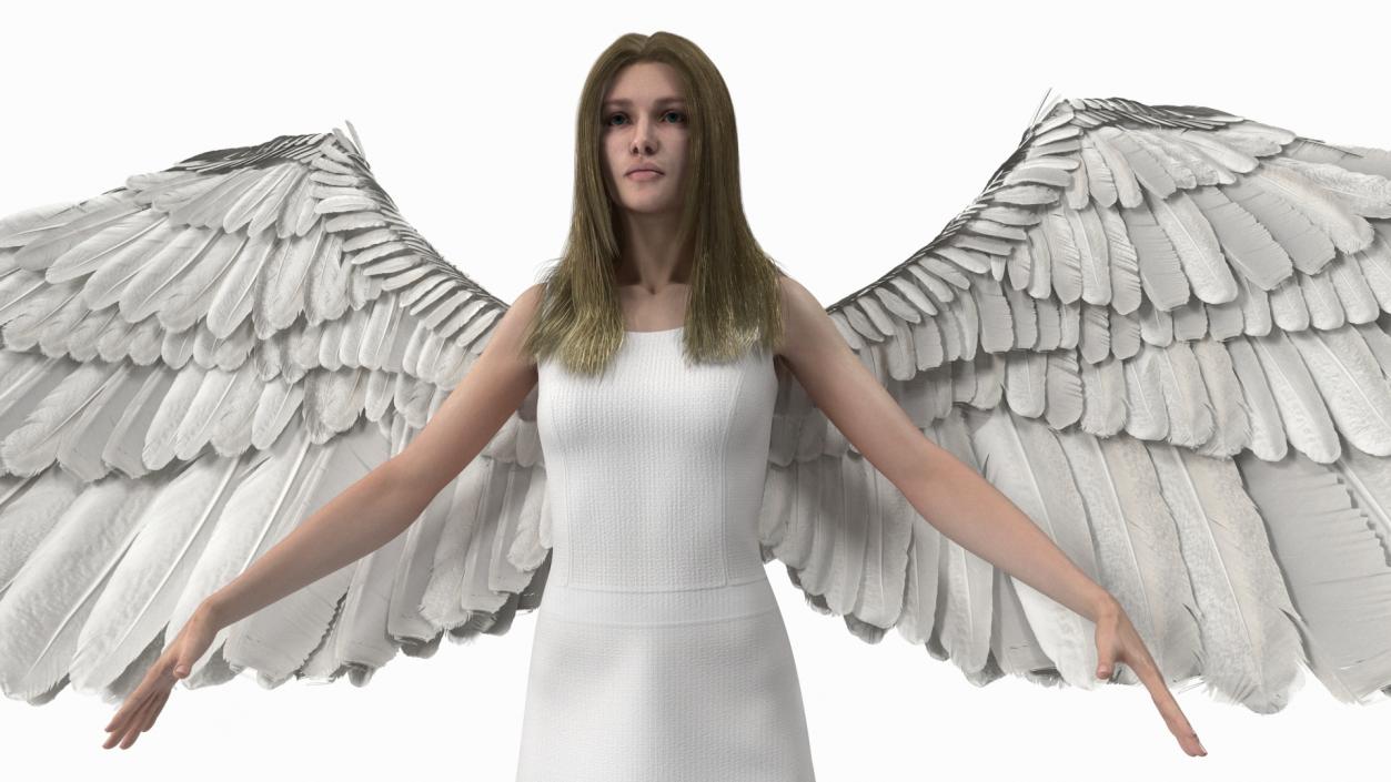 3D Blonde Female Angel T-pose