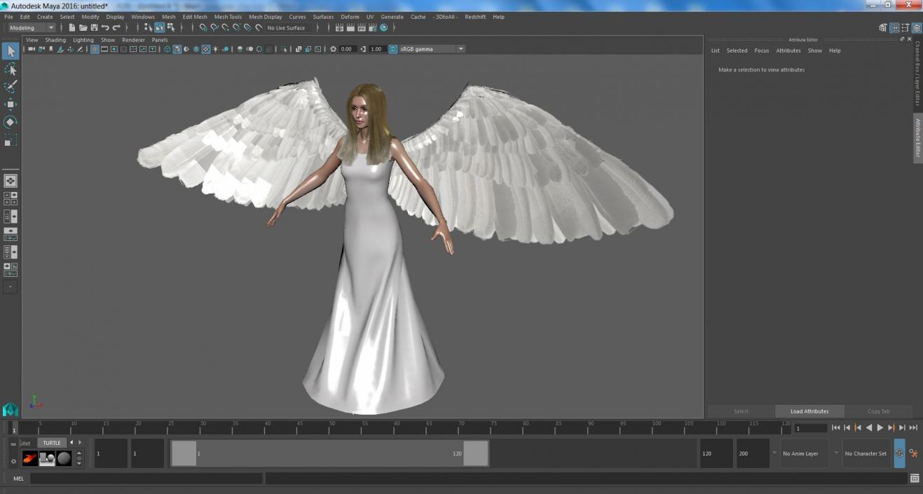 3D Blonde Female Angel T-pose