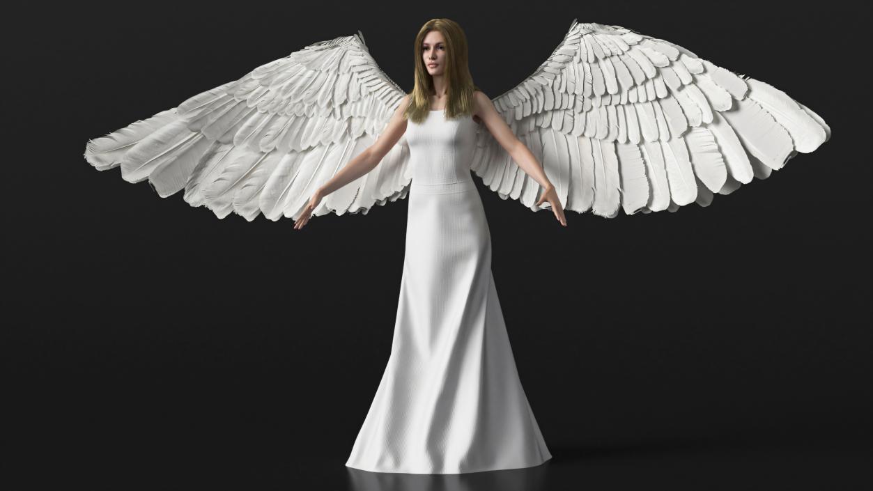 3D Blonde Female Angel T-pose