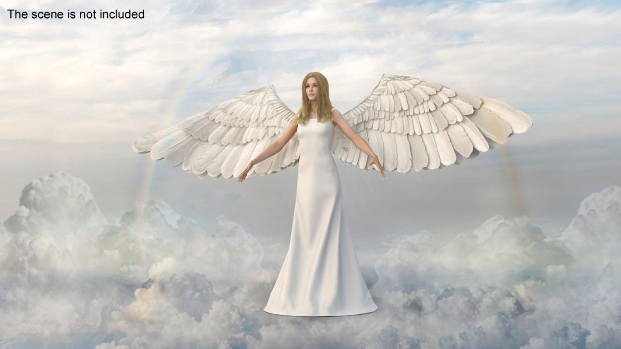 3D Blonde Female Angel T-pose